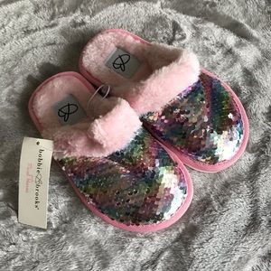M and L pink New Bobbie Brooks girls sequin slippers size S